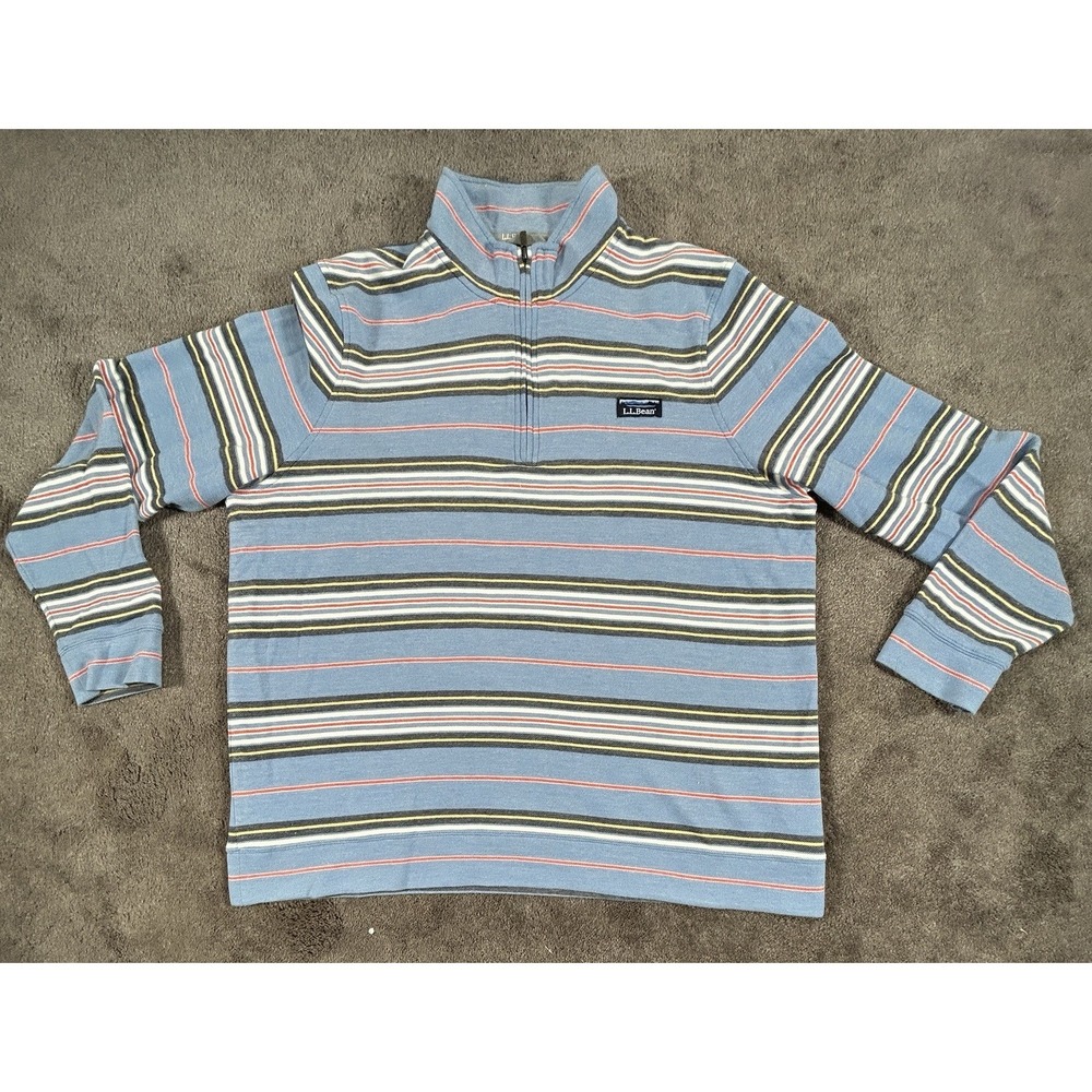 LL Bean Quarter Zip Pullover Men's XL Multicolor‎ Striped Comfort Stretch Pique - Picture 3 of 10